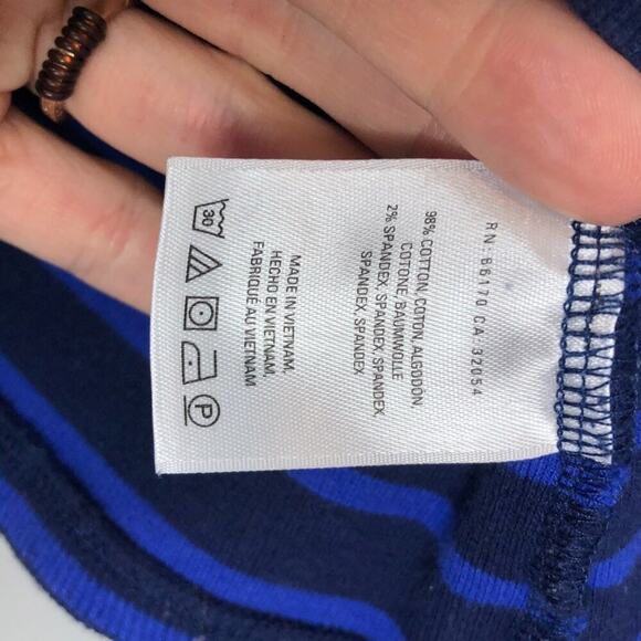 Anthropologie Postmark Mock Neck Blue Stripe Crop Tank Medium - Picture 4 of 6